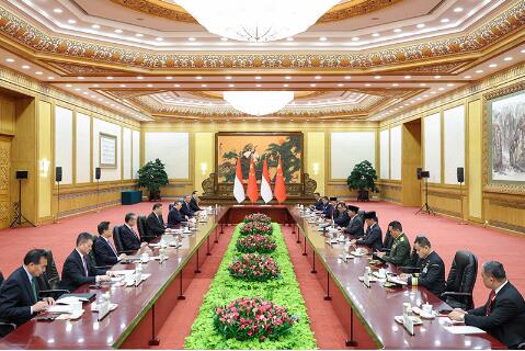 习近平同印度尼西亚当选总统普拉博沃会谈1 习近平同印度尼西亚当选总统普拉博沃会谈1